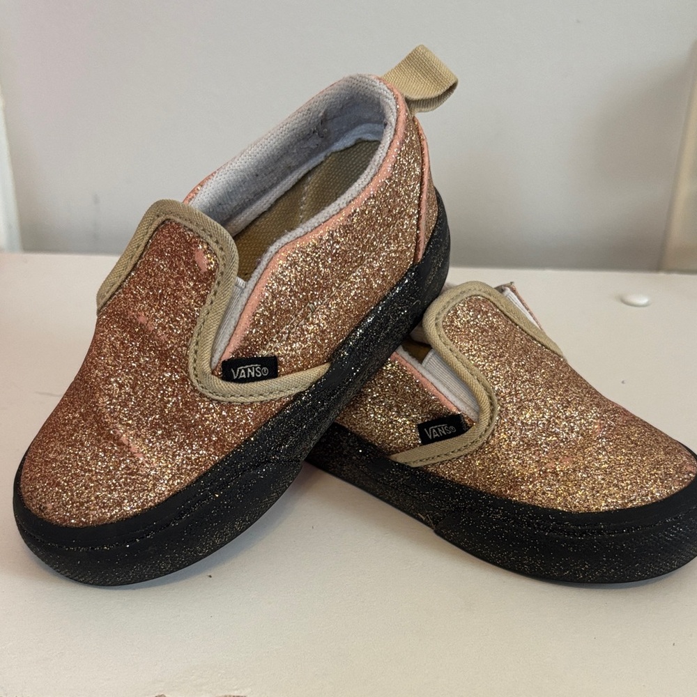 Vans Kids Sparkle Slip-On Sneakers - Gold and Black